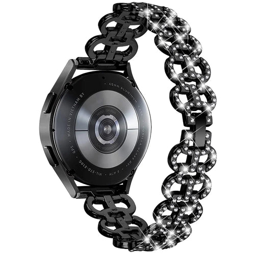 For Samsung Galaxy Watch FE 40mm Alloy Band Gourd Design Bling Watch Strap Replacement Bracelet - Black - 1