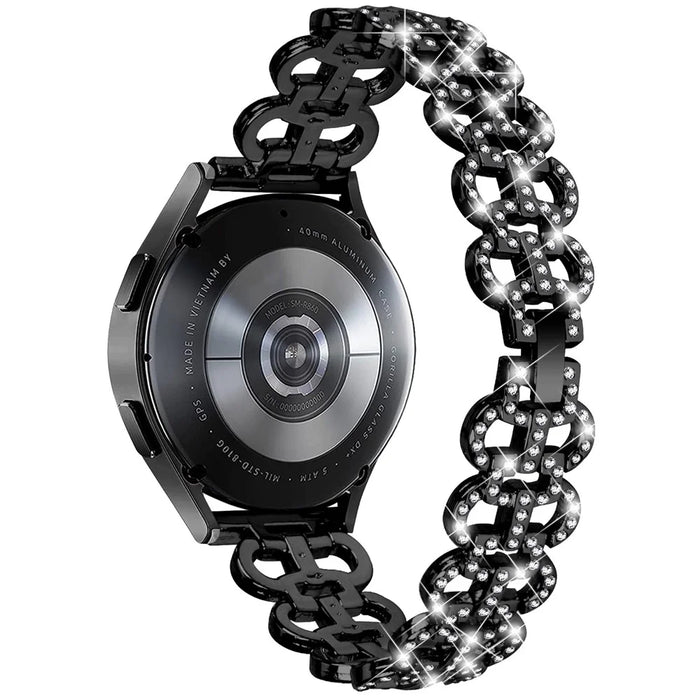 For Samsung Galaxy Watch FE 40mm Alloy Band Gourd Design Bling Watch Strap Replacement Bracelet - Black - 1