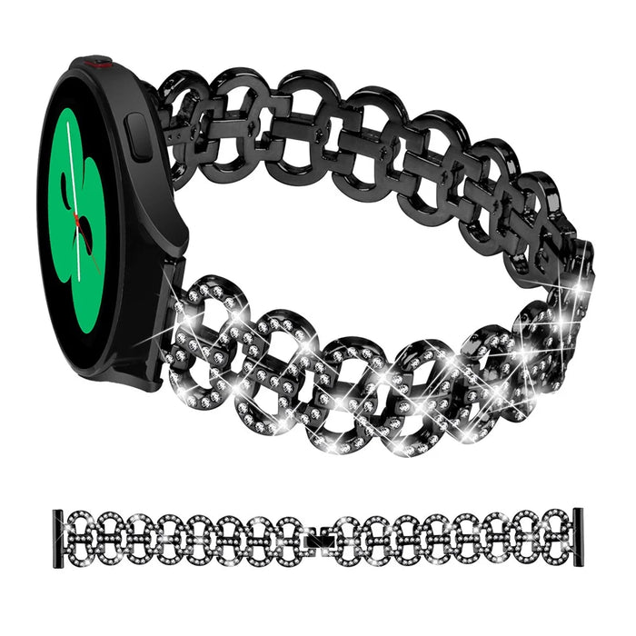 For Samsung Galaxy Watch FE 40mm Alloy Band Gourd Design Bling Watch Strap Replacement Bracelet - Black - 3