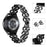 For Samsung Galaxy Watch FE 40mm Alloy Band Gourd Design Bling Watch Strap Replacement Bracelet - Black - 4
