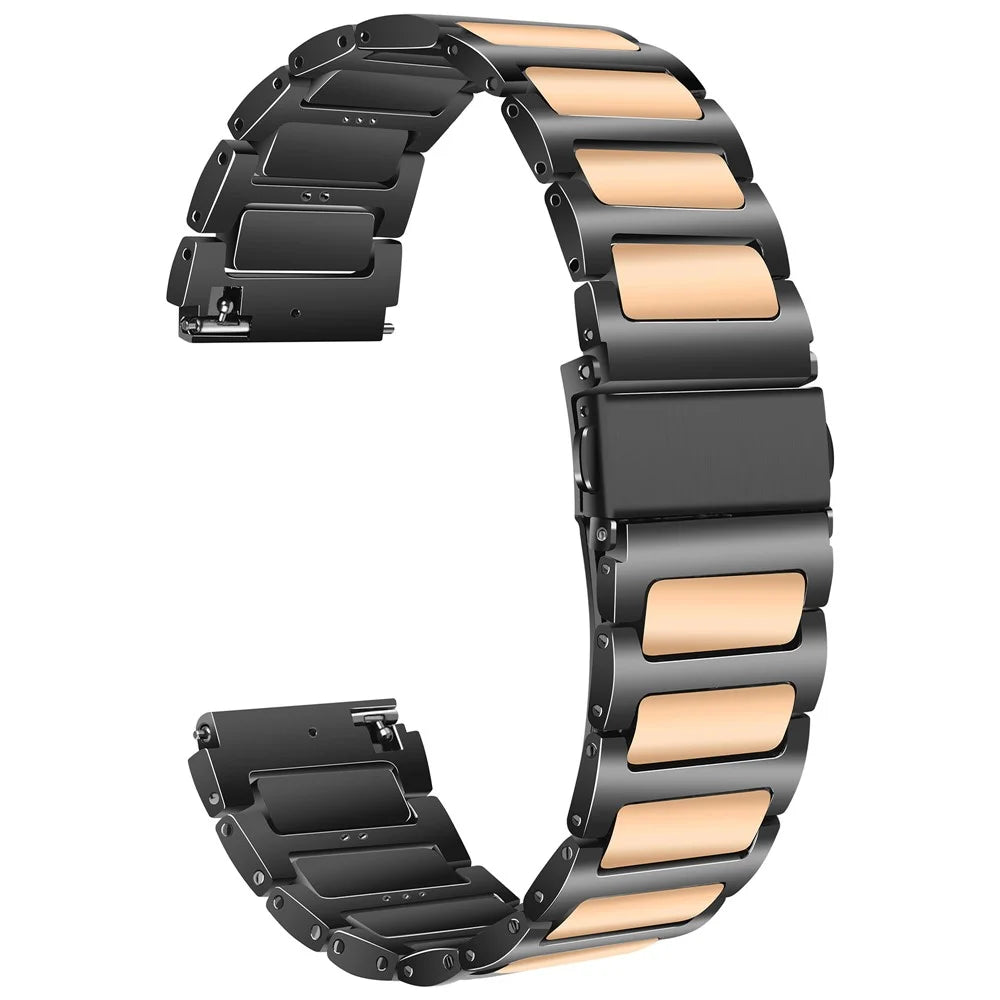 For Huawei Watch 4 / 4 Pro / GT 4 46mm Replacement Watch Strap 22mm Zinc Alloy Wrist Band - Black+Rose Gold - 1