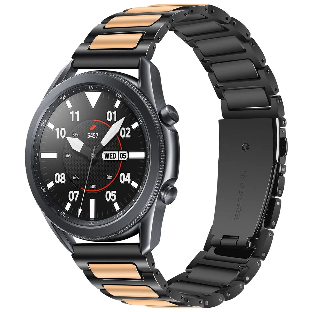 For Huawei Watch 4 / 4 Pro / GT 4 46mm Replacement Watch Strap 22mm Zinc Alloy Wrist Band - Black+Rose Gold - 2