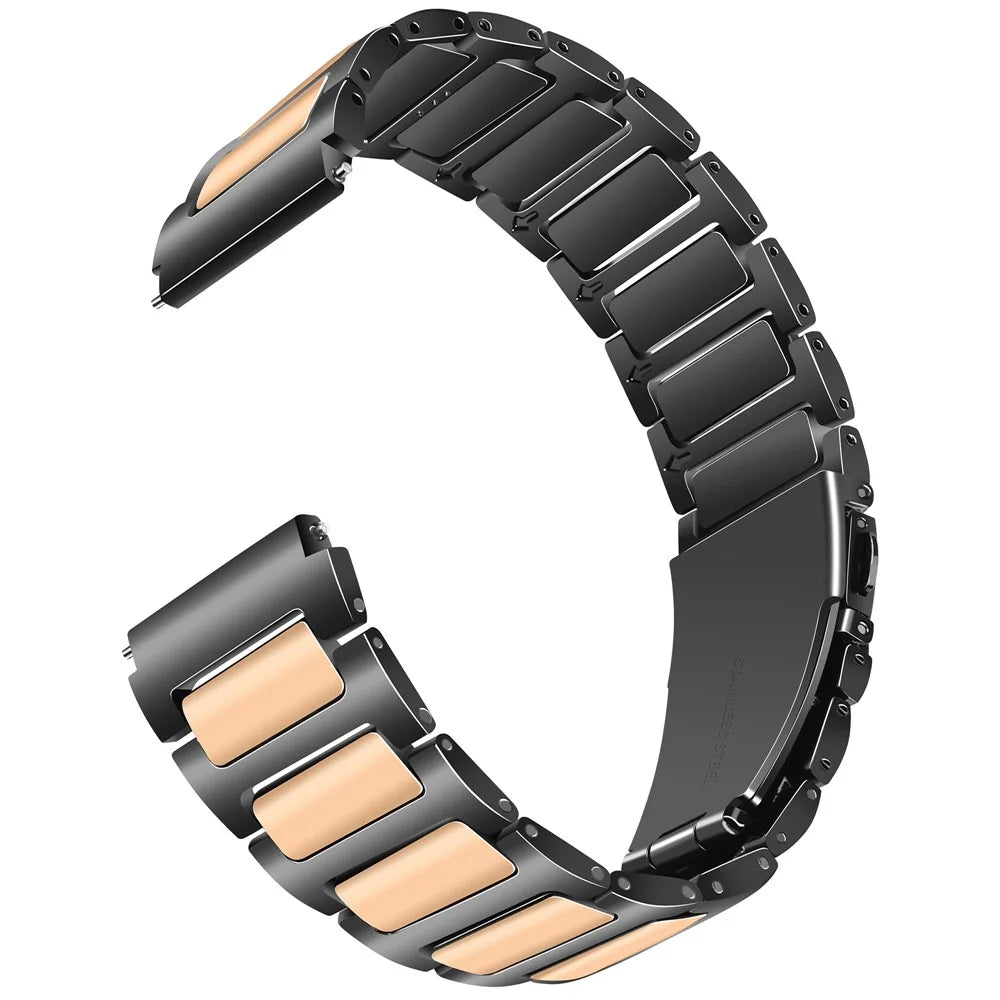 For Huawei Watch 4 / 4 Pro / GT 4 46mm Replacement Watch Strap 22mm Zinc Alloy Wrist Band - Black+Rose Gold - 3