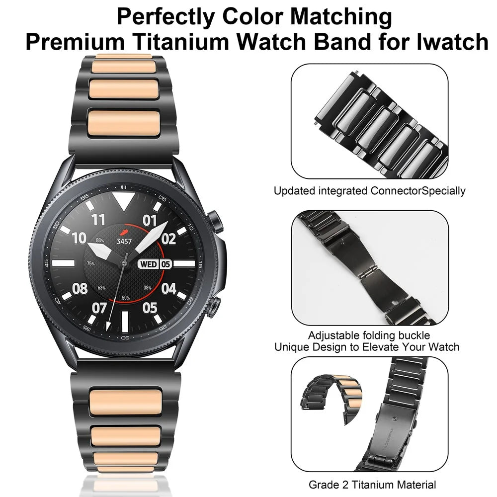 For Huawei Watch 4 / 4 Pro / GT 4 46mm Replacement Watch Strap 22mm Zinc Alloy Wrist Band - Black+Rose Gold - 5
