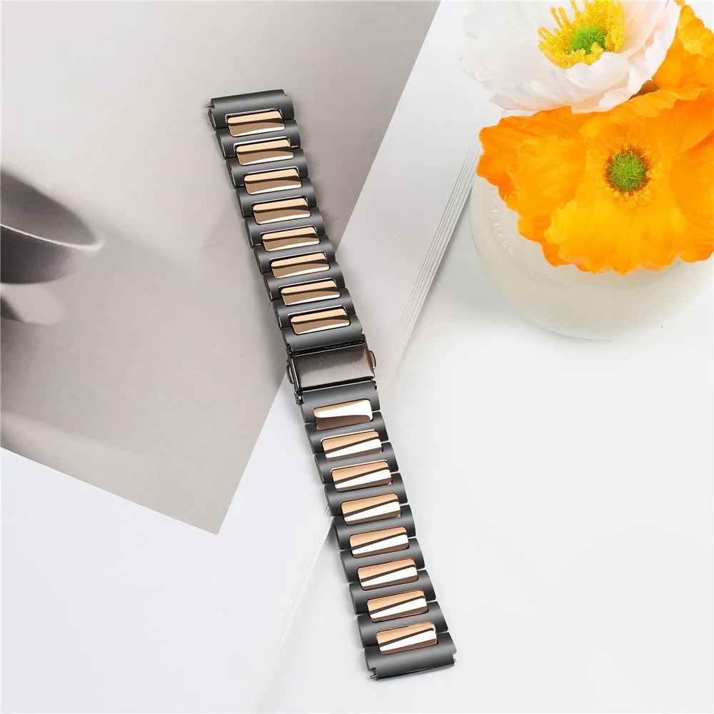 For Huawei Watch 4 / 4 Pro / GT 4 46mm Replacement Watch Strap 22mm Zinc Alloy Wrist Band - Black+Rose Gold - 6