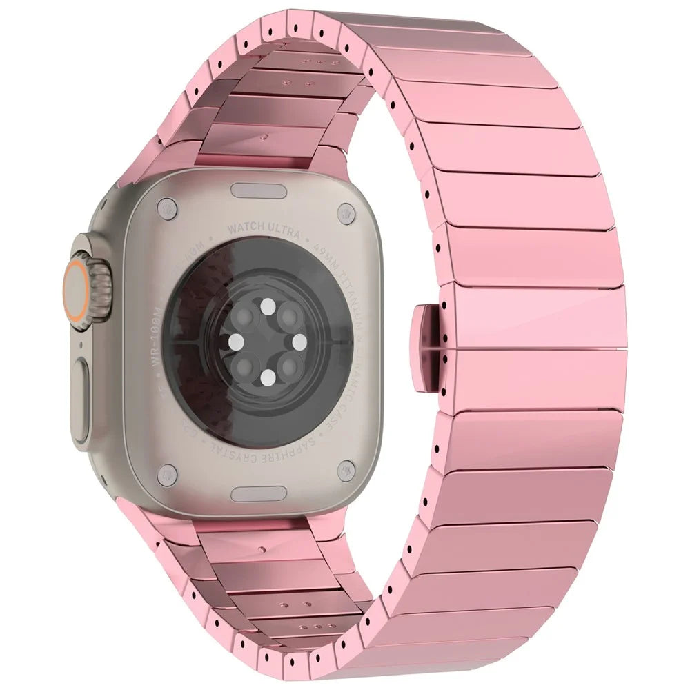 For Apple Watch Series 11 10 42mm / 9 8 7 41mm / SE3 SE2 SE 6 5 4 40mm / 3 2 1 38mm Zinc Alloy Band Replacement Men Watch Strap - Pink - 1