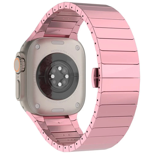 For Apple Watch Ultra 3 2 1 49mm / Series 11 10 46mm / 9 8 7 45mm / SE3 SE2 SE 6 5 4 44mm / 3 2 1 42mm Zinc Alloy Men Watch Strap - Pink - 1