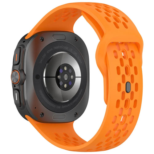 For Samsung Galaxy Watch Ultra2 47mm / Watch Ultra (2025) 47mm / Watch Ultra 47mm Fluororubber Watch Band Multiple Holes Breathable Strap - Orange - 1
