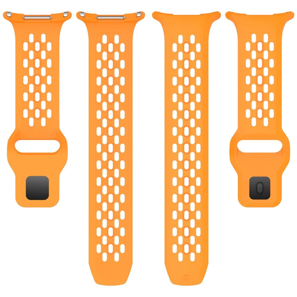 For Samsung Galaxy Watch Ultra2 47mm / Watch Ultra (2025) 47mm / Watch Ultra 47mm Fluororubber Watch Band Multiple Holes Breathable Strap - Orange - 5