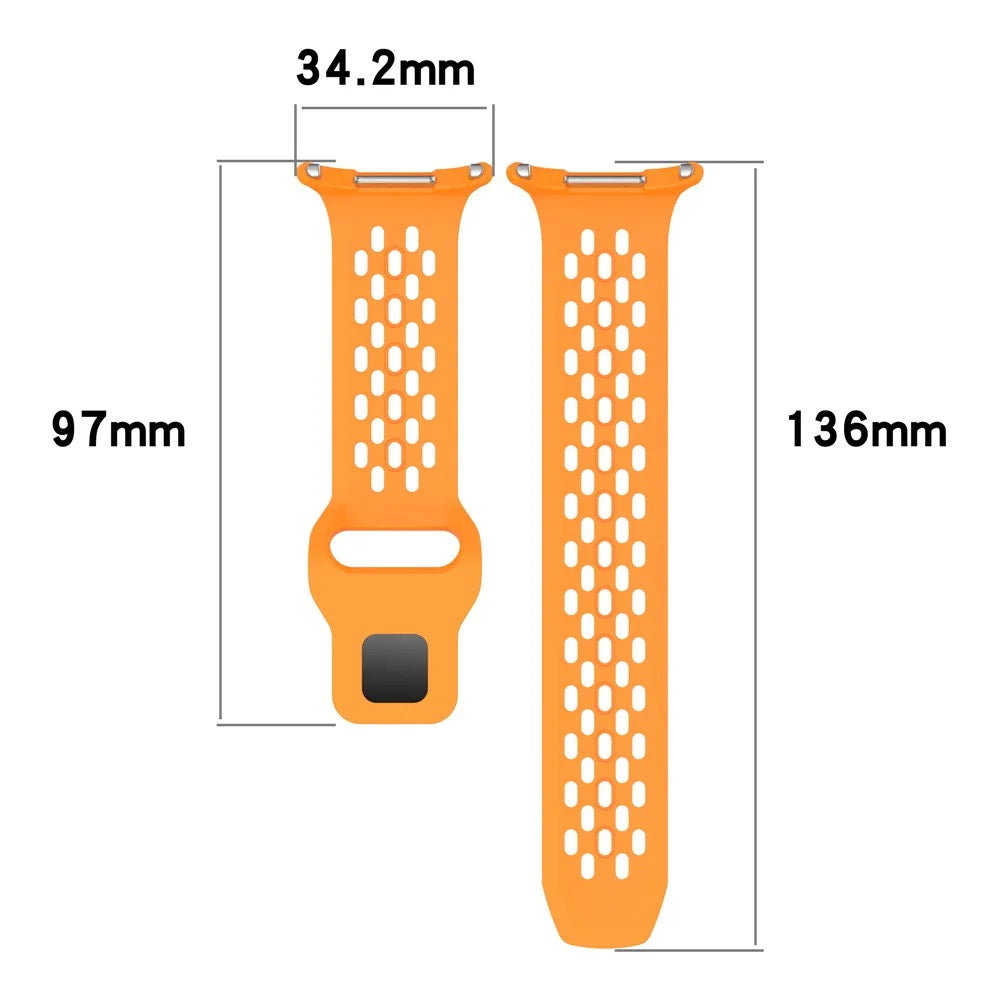 For Samsung Galaxy Watch Ultra2 47mm / Watch Ultra (2025) 47mm / Watch Ultra 47mm Fluororubber Watch Band Multiple Holes Breathable Strap - Orange - 7