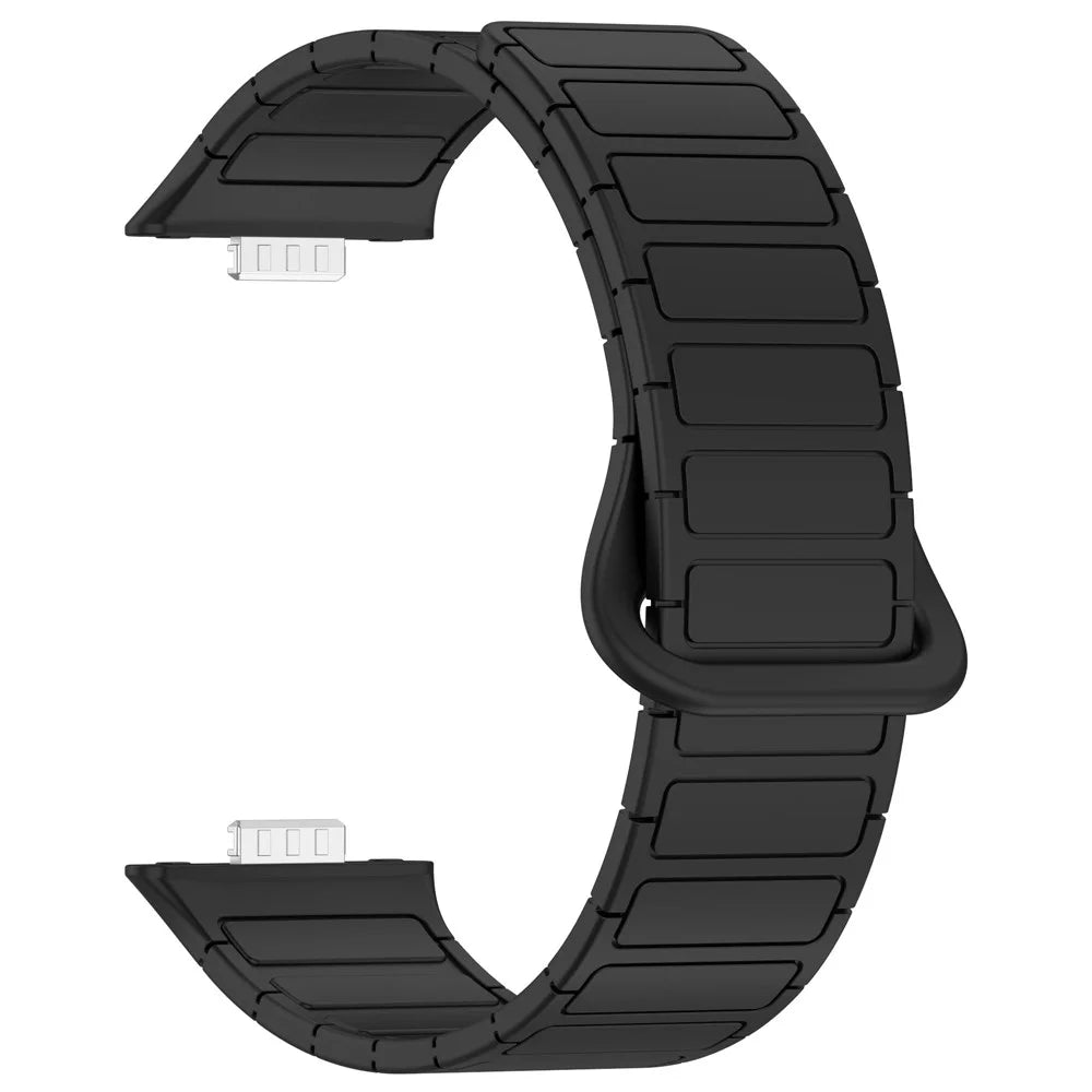 For Huawei Watch Fit 3 Dual Color Replacement Band Magnetic Silicone Watch Strap - Black - 3