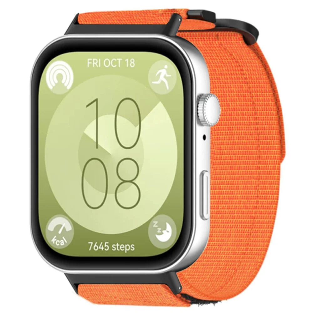 For Huawei Watch Fit 3 Sports Wrist Strap Magic Tape Nylon Watch Band - Orange - 3