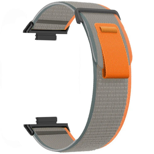 For Huawei Watch Fit 3 Nylon Watch Band Adjustable Loop Fastener Strap - Orange+Grey - 1