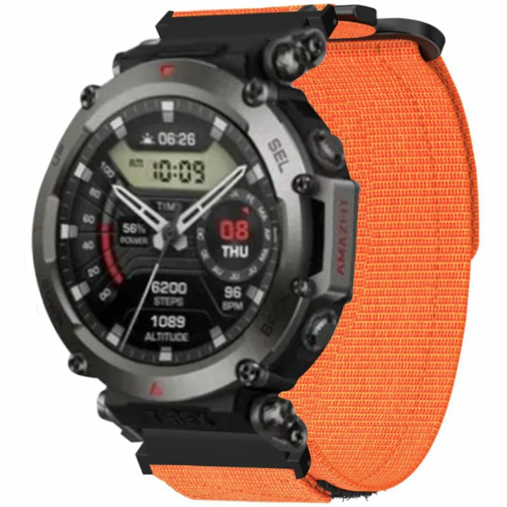 For Huami Amazfit T-Rex Ultra Outdoor Sports Nylon Wrist Band Magic Tape Design Watch Strap - Orange - 2