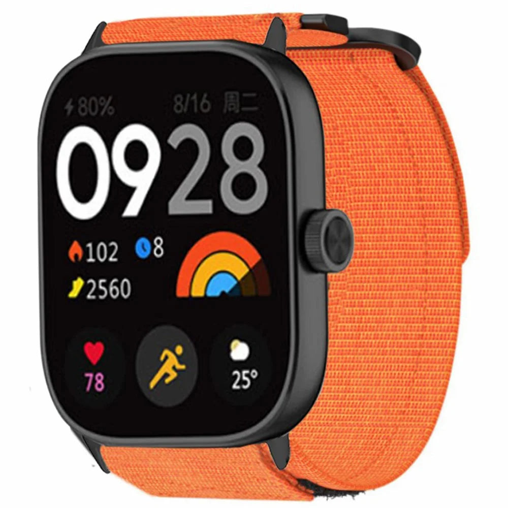 For Xiaomi Smart Band 10 Pro / 9 Pro / 8 Pro / Redmi Watch 6 / 5 / 4 Magic Tape Nylon Strap Replacement Watch Band - Orange - 2