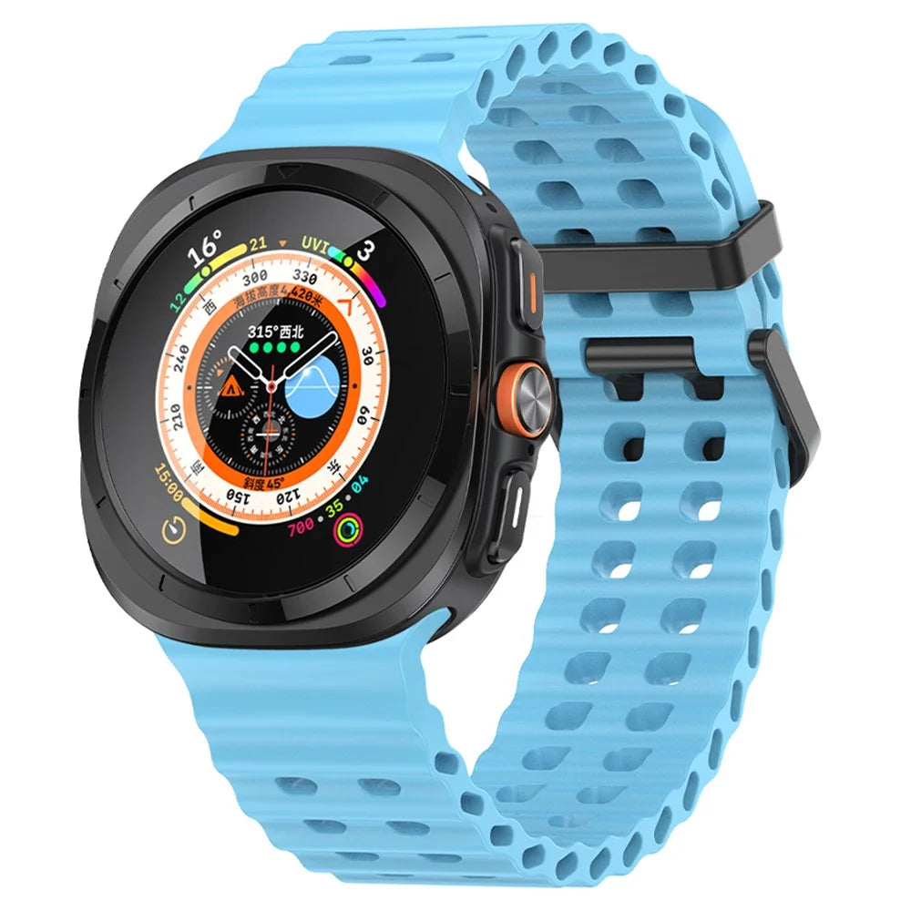 KALEBOL For Samsung Galaxy Watch Ultra2 47mm / Watch Ultra (2025) 47mm / Watch Ultra 47mm Wrist Band Replacement Silicone Watch Strap - Sky Blue - 2