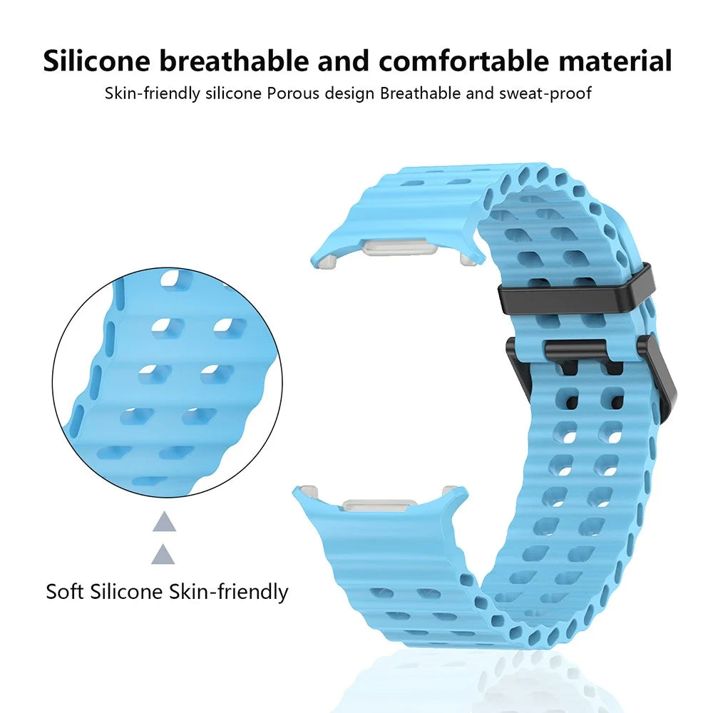 KALEBOL For Samsung Galaxy Watch Ultra2 47mm / Watch Ultra (2025) 47mm / Watch Ultra 47mm Wrist Band Replacement Silicone Watch Strap - Sky Blue - 3