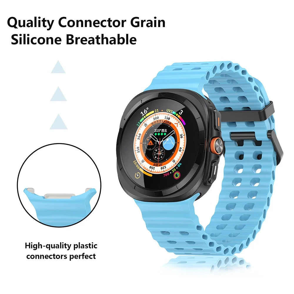 KALEBOL For Samsung Galaxy Watch Ultra2 47mm / Watch Ultra (2025) 47mm / Watch Ultra 47mm Wrist Band Replacement Silicone Watch Strap - Sky Blue - 4