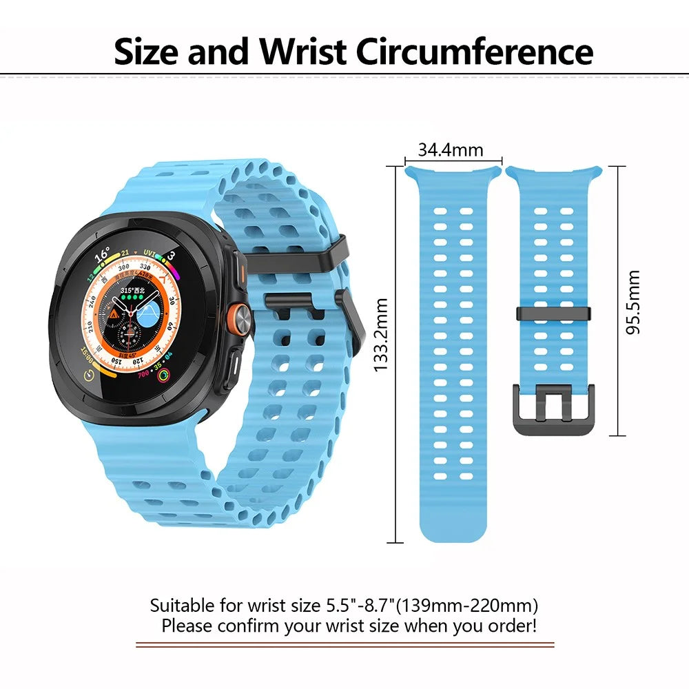 KALEBOL For Samsung Galaxy Watch Ultra2 47mm / Watch Ultra (2025) 47mm / Watch Ultra 47mm Wrist Band Replacement Silicone Watch Strap - Sky Blue - 5