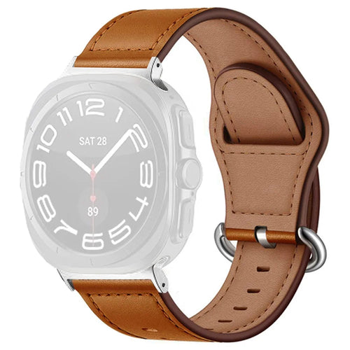KALEBOL For Samsung Galaxy Watch Ultra2 47mm / Watch Ultra (2025) 47mm / Watch Ultra 47mm Watch Strap Genuine Cow Leather Wrist Band - Brown - 1
