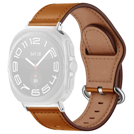 KALEBOL For Samsung Galaxy Watch Ultra2 47mm / Watch Ultra (2025) 47mm / Watch Ultra 47mm Watch Strap Genuine Cow Leather Wrist Band - Brown - 1