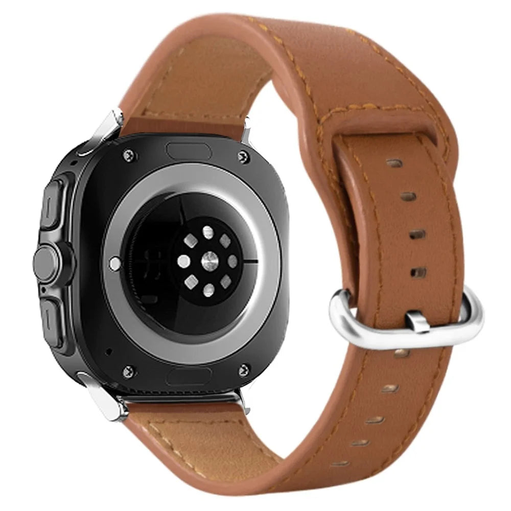 KALEBOL For Samsung Galaxy Watch Ultra2 47mm / Watch Ultra (2025) 47mm / Watch Ultra 47mm Watch Strap Genuine Cow Leather Wrist Band - Brown - 3