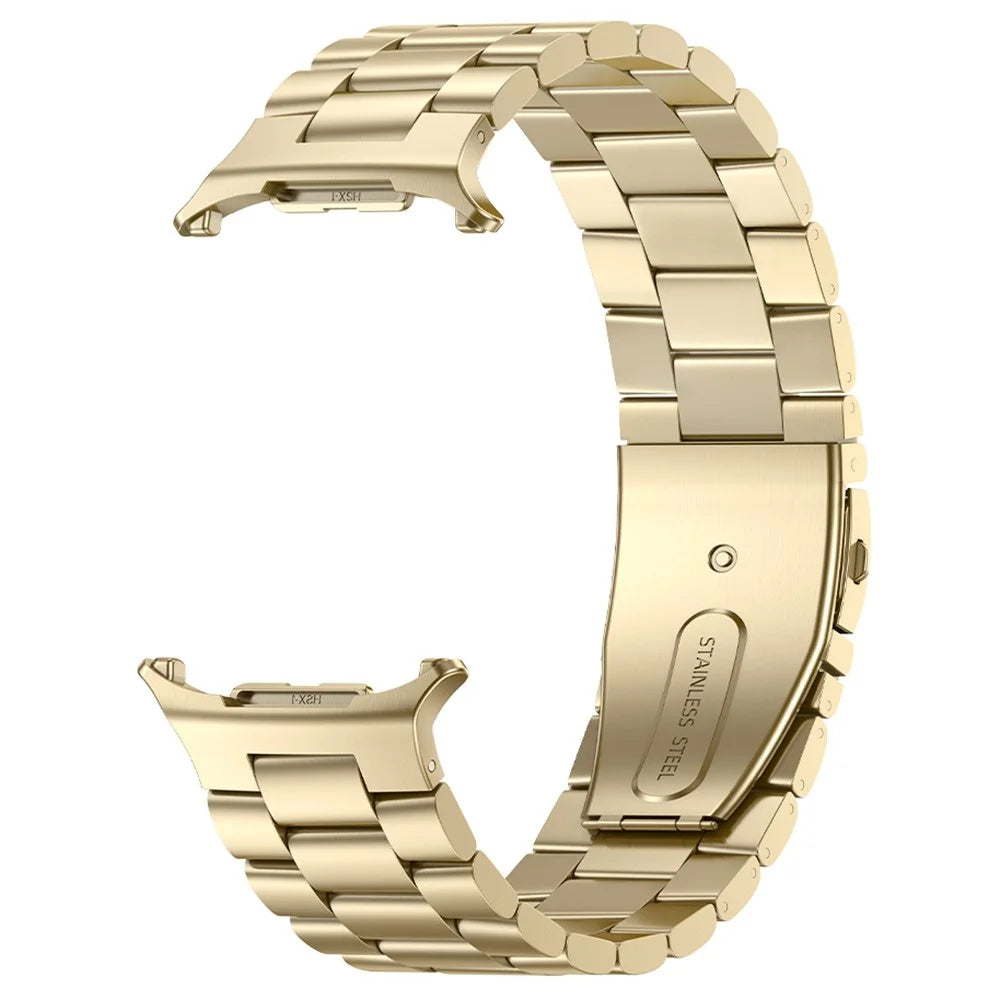 KALEBOL For Samsung Galaxy Watch Ultra2 47mm / Watch Ultra (2025) 47mm / Watch Ultra 47mm Metal Watch Band Three-Beads Steel Wrist Strap - Gold - 1