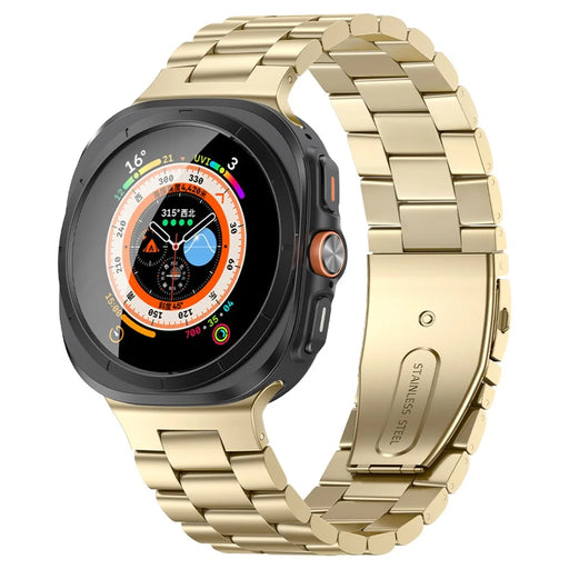 KALEBOL For Samsung Galaxy Watch Ultra2 47mm / Watch Ultra (2025) 47mm / Watch Ultra 47mm Metal Watch Band Three-Beads Steel Wrist Strap - Gold - 2