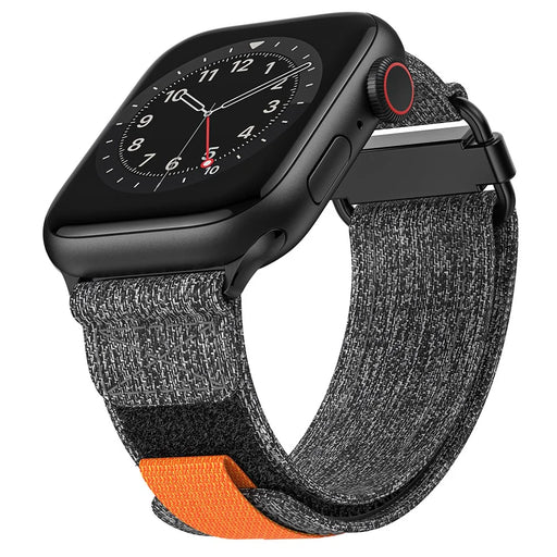 KALEBOL For Apple Watch Series 11 10 42mm / 9 8 7 41mm / SE3 SE2 SE 6 5 4 40mm / 3 2 1 38mm Nylon Watch Band Magic Tape Strap - Black+Grey - 2