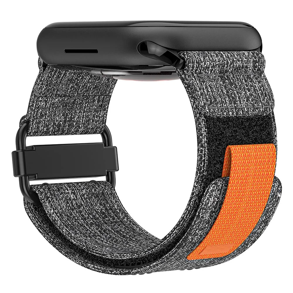 KALEBOL For Apple Watch Series 11 10 42mm / 9 8 7 41mm / SE3 SE2 SE 6 5 4 40mm / 3 2 1 38mm Nylon Watch Band Magic Tape Strap - Black+Grey - 3