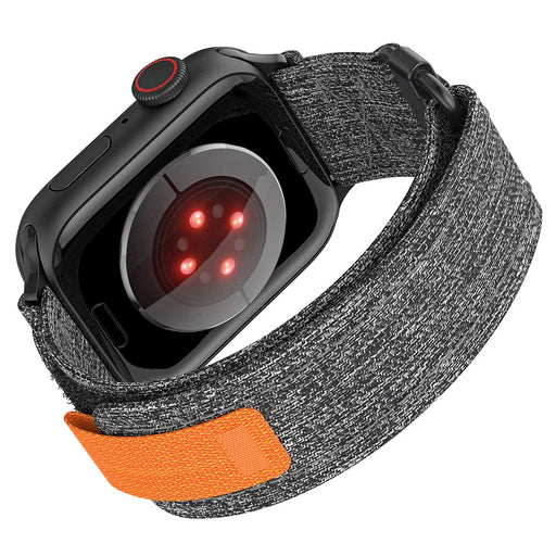 KALEBOL For Apple Watch Ultra 3 2 1 49mm / Series 11 10 46mm / 9 8 7 45mm / SE3 SE2 SE 6 5 4 44mm / 3 2 1 42mm Breathable Magic Tape Nylon Strap - Black+Grey - 1