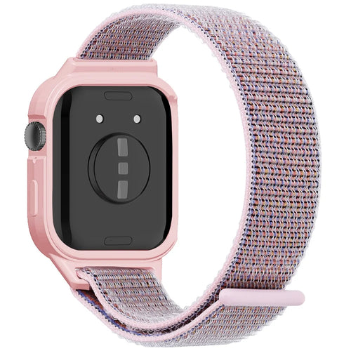 Integrated Watch Strap for Huawei Watch Fit 3 Woven Nylon Watchband with TPU Watch Case - Pink - 1