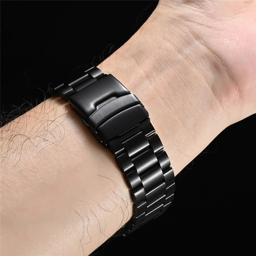 For Apple Watch Ultra 3 2 1 49mm / Series 11 10 46mm / 9 8 7 45mm / SE3 SE2 SE 6 5 4 44mm / 3 2 1 42mm 3-Bead Titanium Alloy Watch Strap - Titanium+Orange - 6