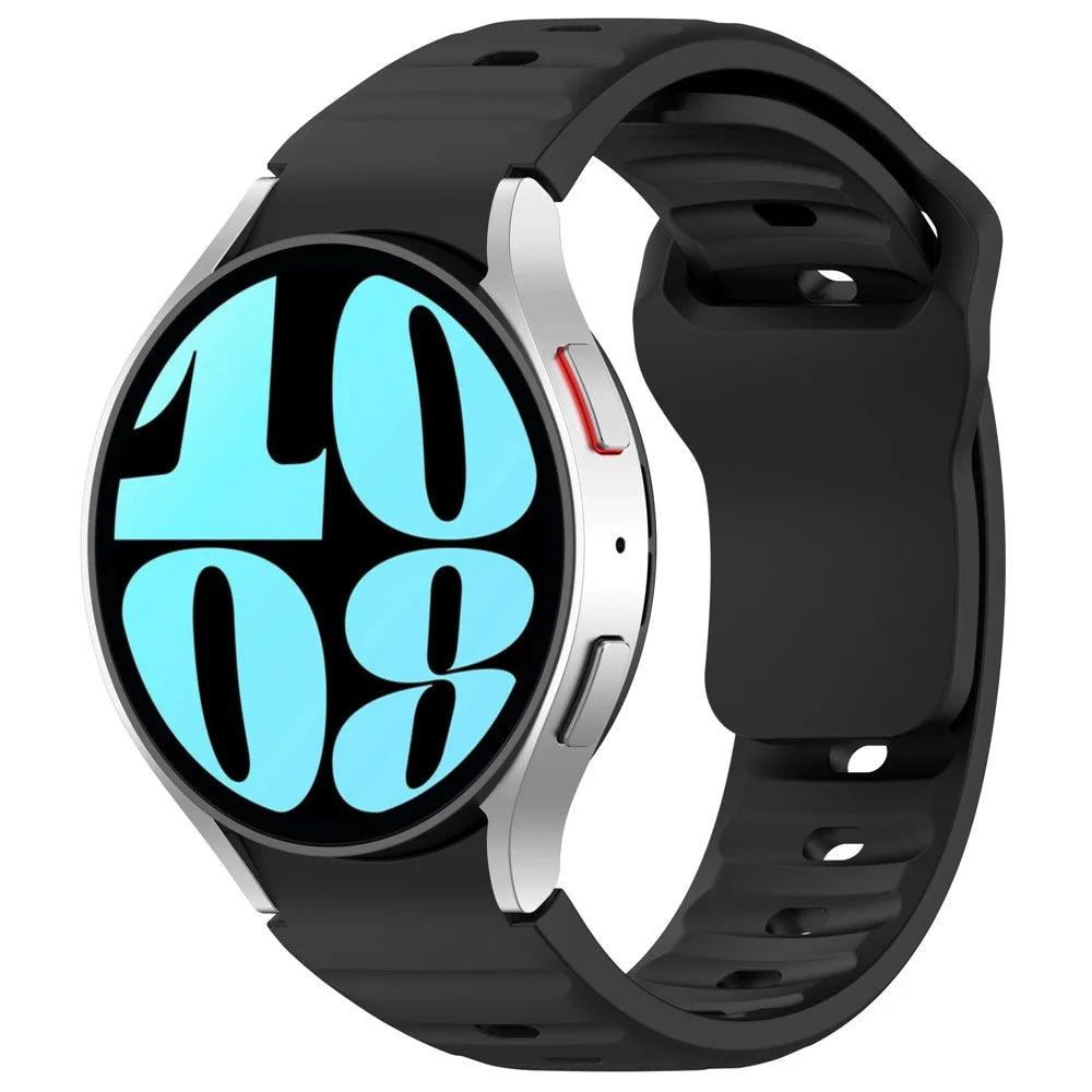 KALEBOL For Samsung Galaxy Watch6 / Watch6 Classic / Watch 5 / Watch 5 Pro Watch Band Silicone Strap - Black - 2