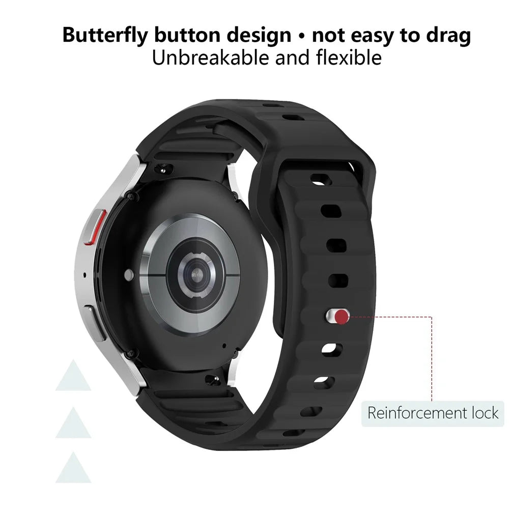 KALEBOL For Samsung Galaxy Watch6 / Watch6 Classic / Watch 5 / Watch 5 Pro Watch Band Silicone Strap - Black - 5