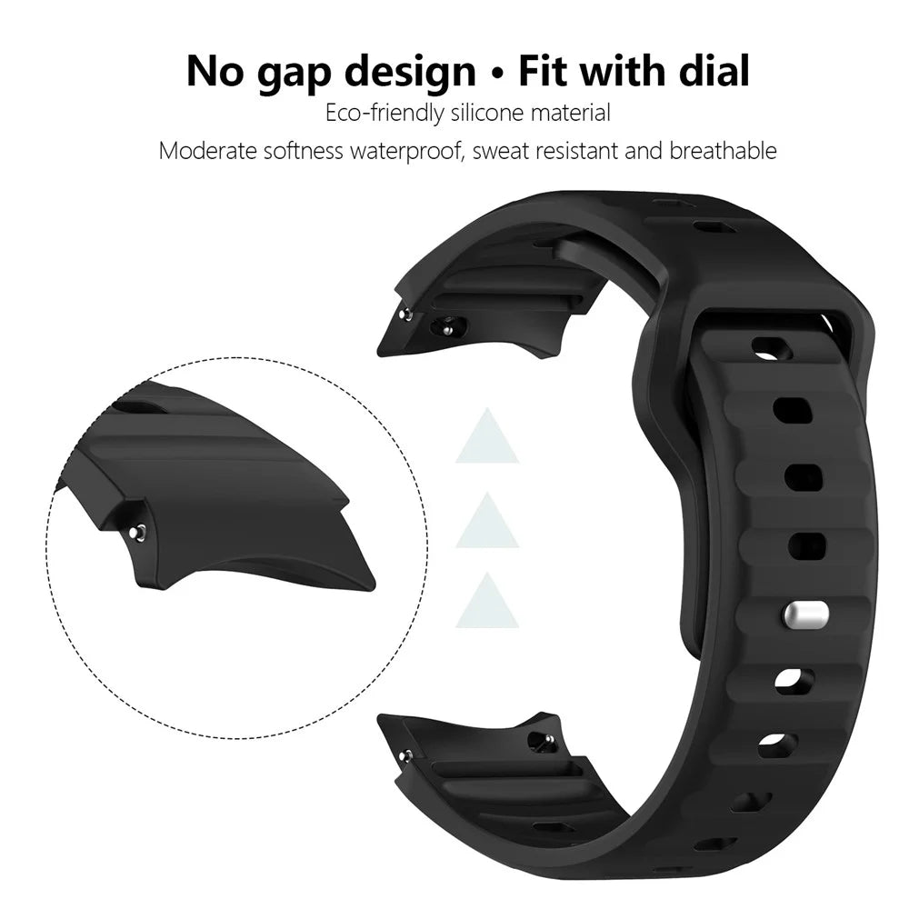 KALEBOL For Samsung Galaxy Watch6 / Watch6 Classic / Watch 5 / Watch 5 Pro Watch Band Silicone Strap - Black - 6
