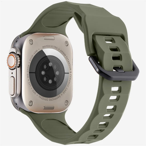 KALEBOL For Apple Watch Ultra 3 2 1 49mm / Series 11 10 46mm / 9 8 7 45mm / SE3 SE2 SE 6 5 4 44mm / 3 2 1 42mm Silicone Sport Watch Strap - Midnight Green - 1
