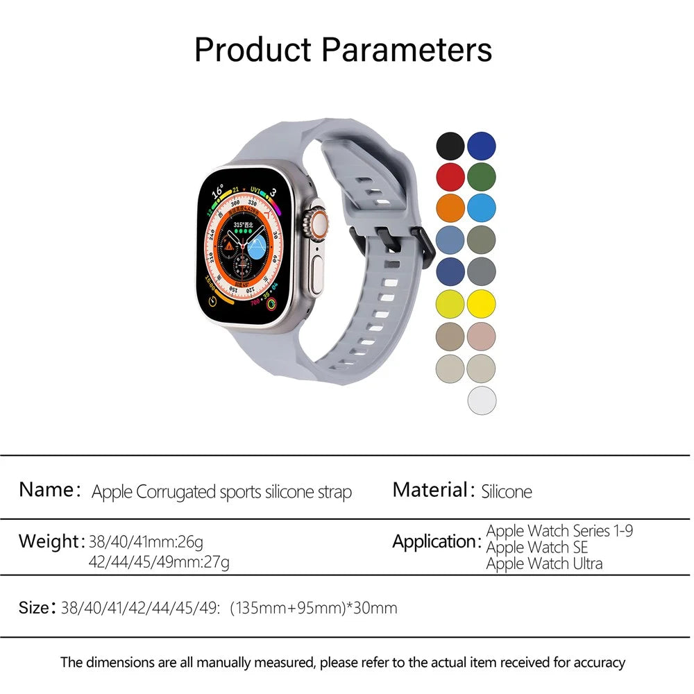 KALEBOL For Apple Watch Series 11 10 42mm / 9 8 7 41mm / SE3 SE2 SE 6 5 4 40mm / 3 2 1 38mm Watch Band Silicone Strap - Orange - 5
