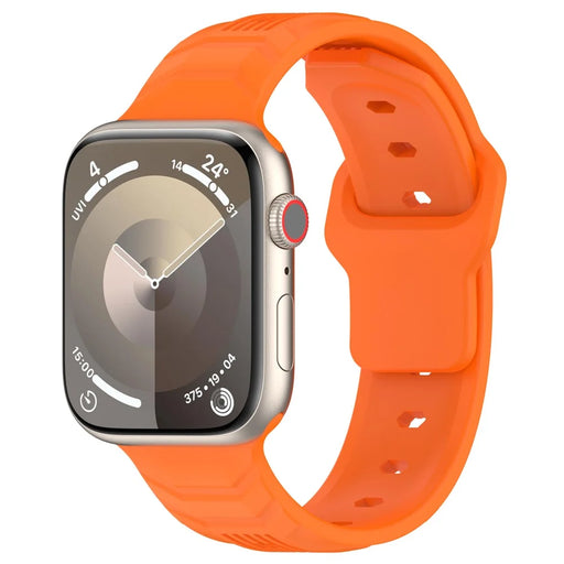 KALEBOL For Apple Watch Series 11 10 42mm / 9 8 7 41mm / SE3 SE2 SE 6 5 4 40mm / 3 2 1 38mm Silicone Watch Band Vertical Strip Texture - Orange - 2