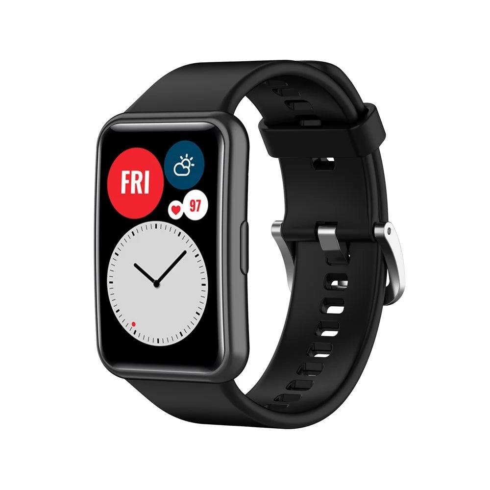 Soft Silicone Watch Strap for Huawei Watch Fit - Black - 2