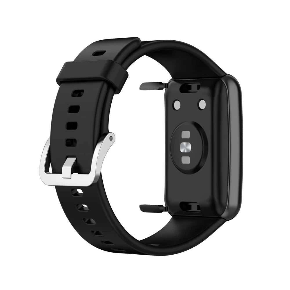 Soft Silicone Watch Strap for Huawei Watch Fit - Black - 4