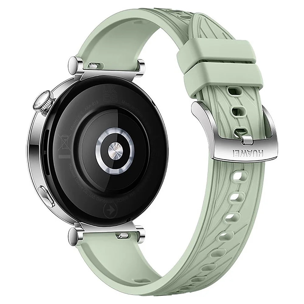 KALEBOL For Huawei Watch GT 4 41mm / Garmin Venu 3S / Asus Zenwatch 3 WI503Q Silicone Watch Band 18mm - Light Green / Silver - 1