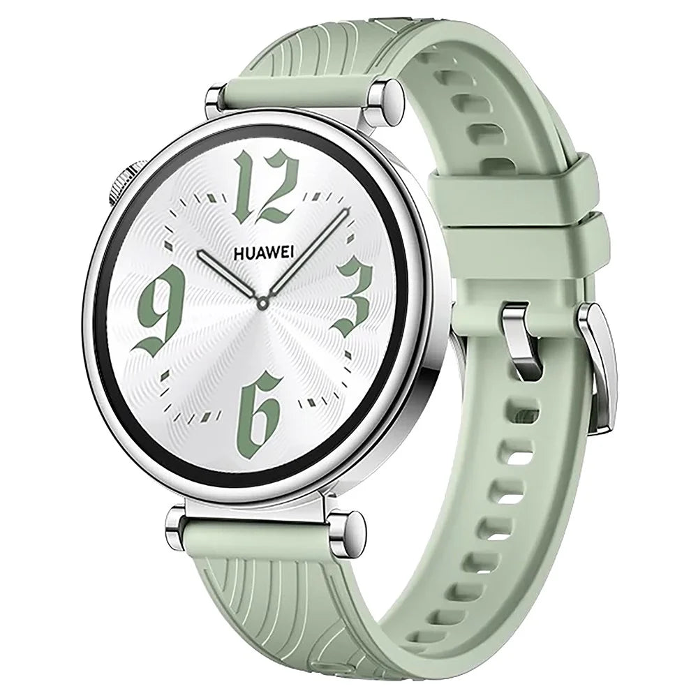 KALEBOL For Huawei Watch GT 4 41mm / Garmin Venu 3S / Asus Zenwatch 3 WI503Q Silicone Watch Band 18mm - Light Green / Silver - 2