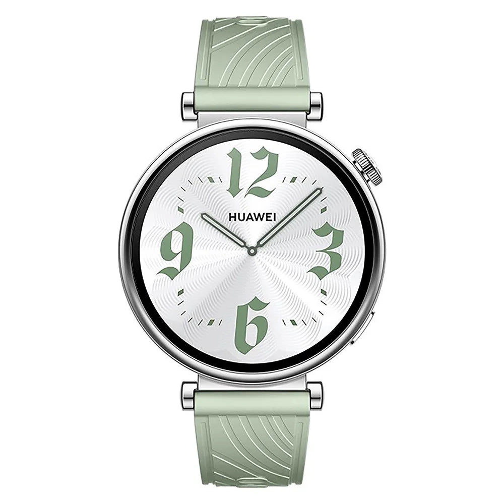 KALEBOL For Huawei Watch GT 4 41mm / Garmin Venu 3S / Asus Zenwatch 3 WI503Q Silicone Watch Band 18mm - Light Green / Silver - 3