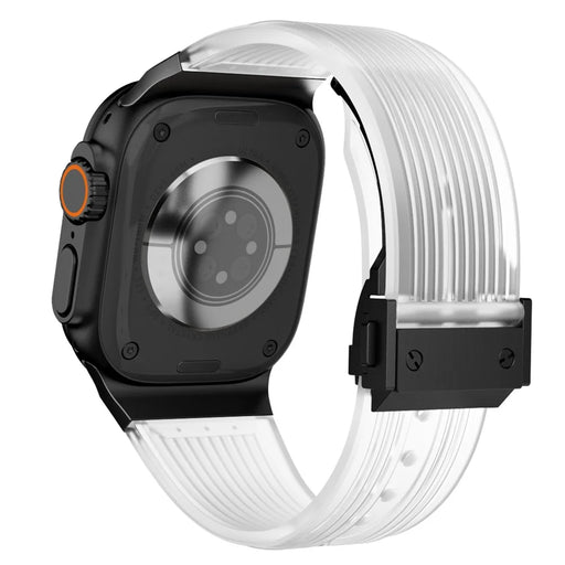 KALEBOL For Apple Watch Ultra 3 2 1 49mm / Series 11 10 46mm / 9 8 7 45mm / SE3 SE2 SE 6 5 4 44mm / 3 2 1 42mm Silicone Watch Band - Transparent / Black - 1