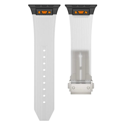 KALEBOL For Apple Watch Ultra 3 2 1 49mm / Series 11 10 46mm / 9 8 7 45mm / SE3 SE2 SE 6 5 4 44mm / 3 2 1 42mm Silicone Watch Band - Transparent / Black - 2