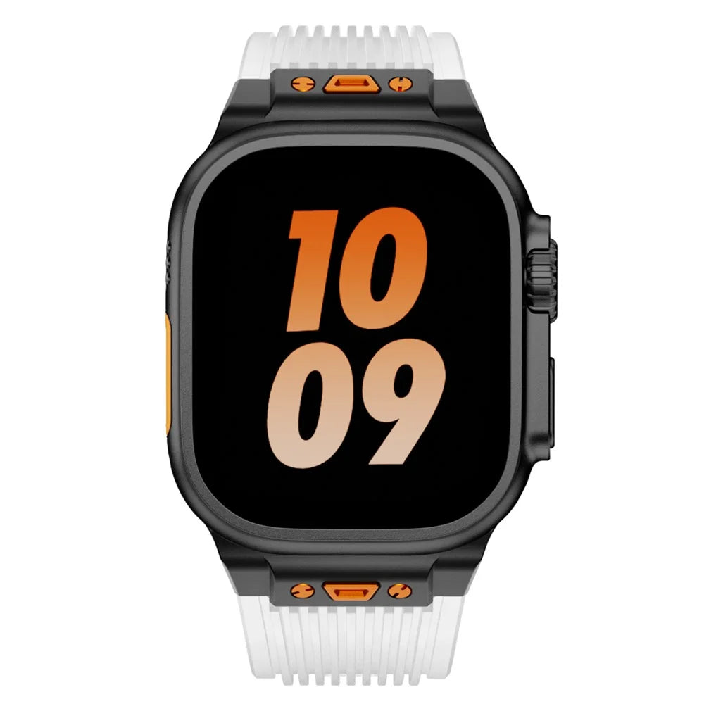 KALEBOL For Apple Watch Ultra 3 2 1 49mm / Series 11 10 46mm / 9 8 7 45mm / SE3 SE2 SE 6 5 4 44mm / 3 2 1 42mm Silicone Watch Band - Transparent / Black - 4