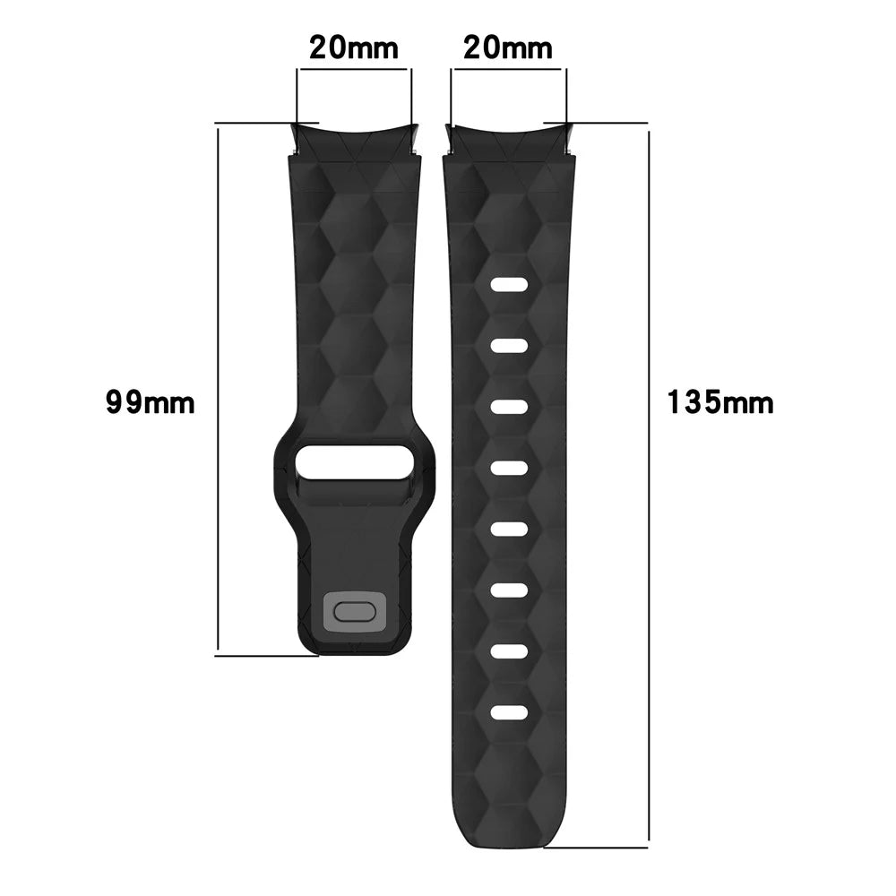 For Samsung Galaxy Watch FE 40mm / Watch6 / Watch6 Classic / Watch 5 / Watch 5 Pro Silicone Watch Band Football Pattern - Black - 5