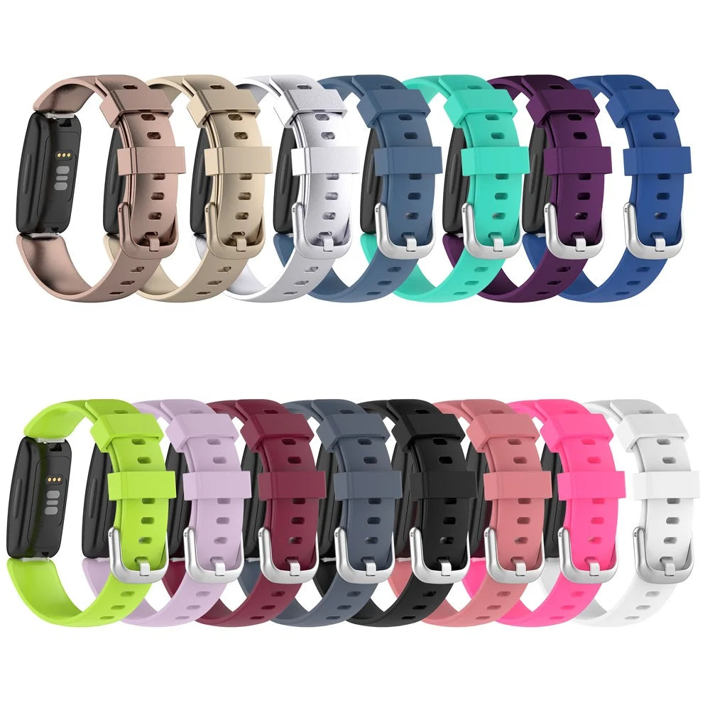 For Fitbit Inspire 2 TPE Smart Watch Replacement Strap [Size: S] - Black - 6