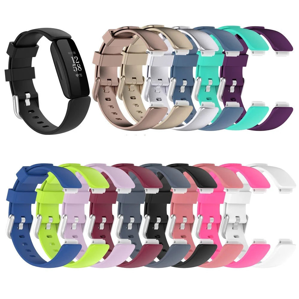 For Fitbit Inspire 2 TPE Smart Watch Replacement Strap [Size: S] - Black - 7